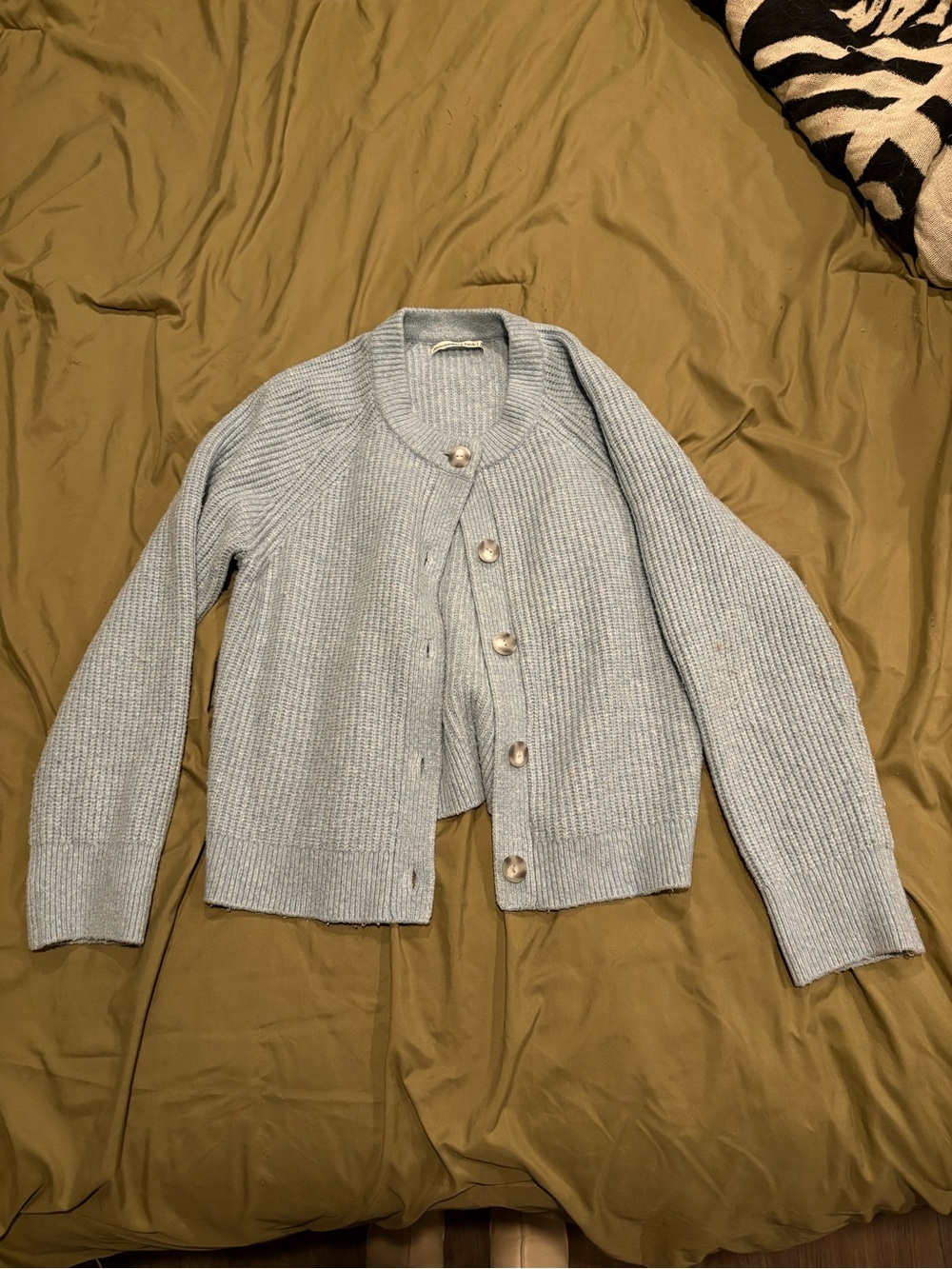 Abercrombie & Fitch Light Blue Ribbed Button Cardigan